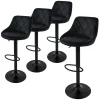 Lot 4 tabouret de bar rembourrées velours chaise noir hauteur réglable 62-82cm