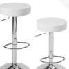Lot 2 Tabourets Bar Rond Siège Simili Rembourré Pivotant Hauteur Réglable Pied Chrome YO (blanc)