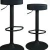 Lot 2 Tabourets Bar Rond Siège Simili Rembourré Pivotant Hauteur Réglable YO (noir Intégral)