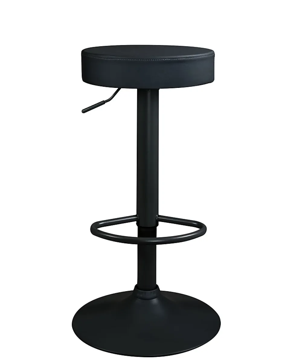 Lot 2 Tabourets Bar Rond Siège Simili Rembourré Pivotant Hauteur Réglable YO (noir Intégral)