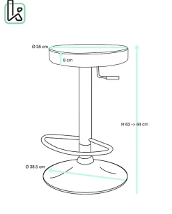 Lot 2 Tabourets Bar Rond Siège Simili Rembourré Pivotant Hauteur Réglable YO (noir Intégral)