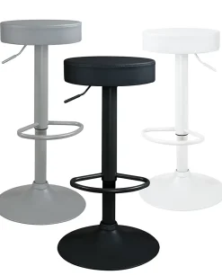 Lot 2 Tabourets Bar Rond Siège Simili Rembourré Pivotant Hauteur Réglable YO (noir Intégral)