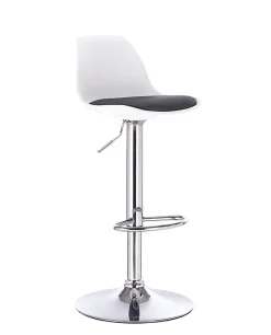 Lot 2 Tabourets De Bar Coussin Simili Pivotant Hauteur Réglable Pied Chrome SIG (blanc Noir)