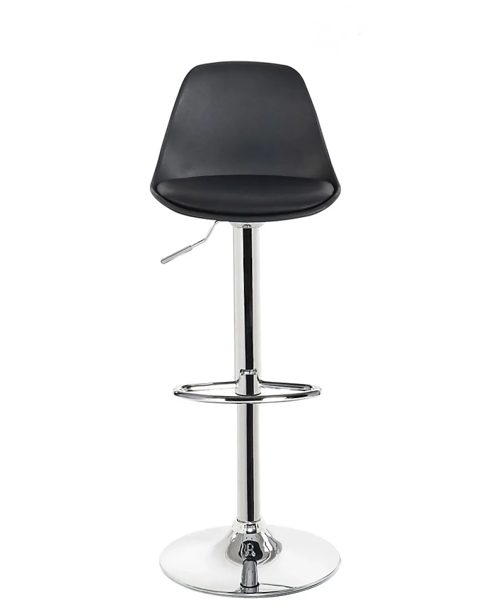 Lot 2 Tabourets De Bar Cuisine Coussin Simili Pivotant Hauteur Réglable Pied Chrome SIG (noir)