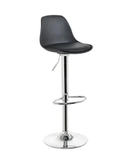 Lot 2 Tabourets De Bar Cuisine Coussin Simili Pivotant Hauteur Réglable Pied Chrome SIG (noir)