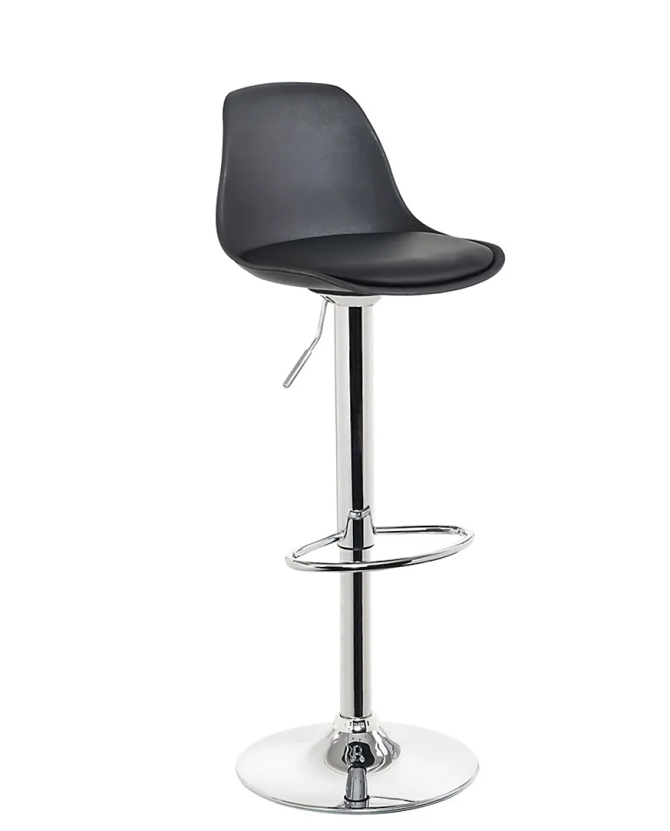 Lot 2 Tabourets De Bar Cuisine Coussin Simili Pivotant Hauteur Réglable Pied Chrome SIG (noir)