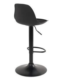 Lot 2 Tabourets De Bar Design Coussin Simili Pivotant Hauteur Réglable SIG (noir Intégral)