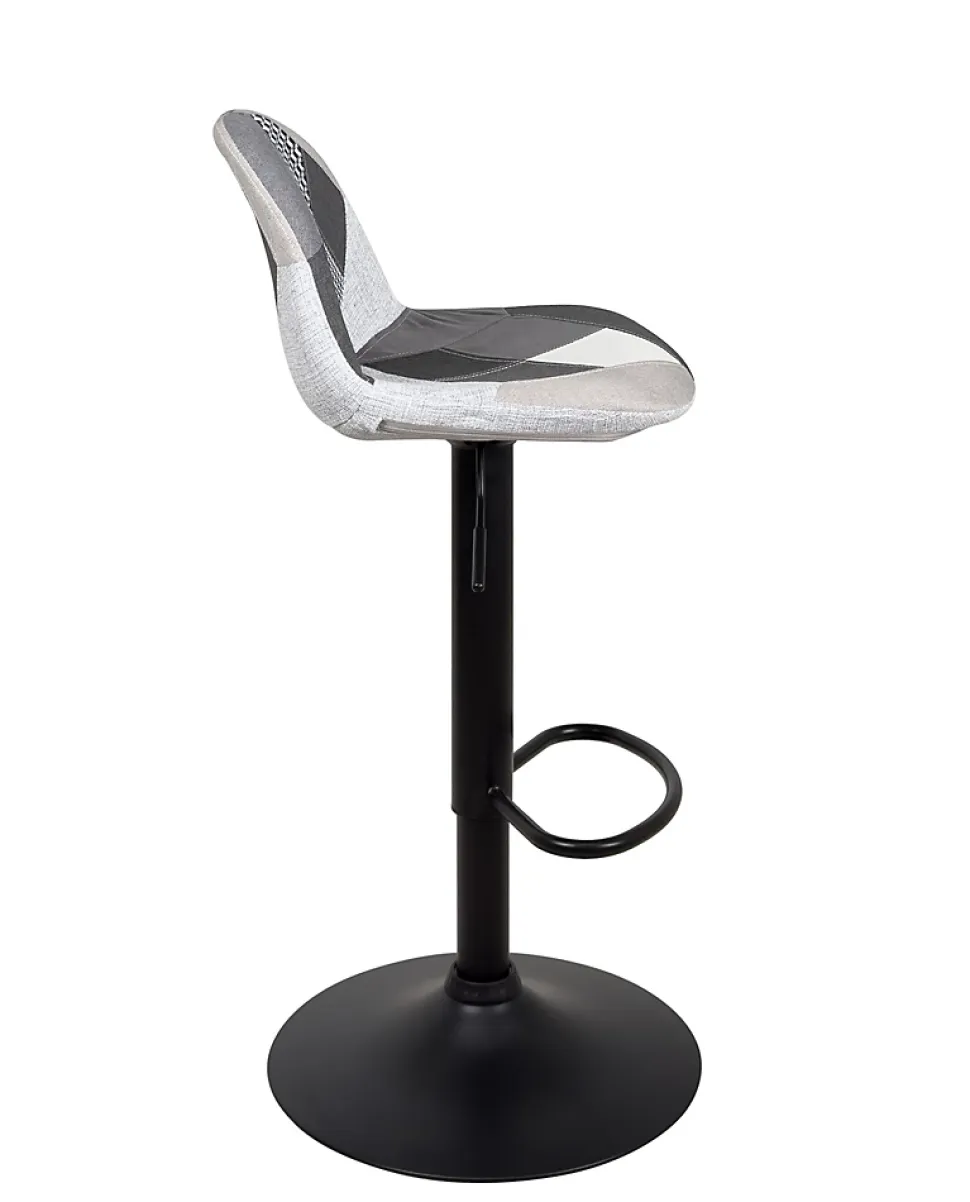 Lot 2 Tabourets De Bar Design Siège Rembourré Patchwork Tissu Pivotant Hauteur Réglable SIG (gris)