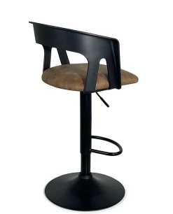 Lot 2 Tabourets De Bar Dossier Accoudoirs Coussin Pivotant Hauteur Réglable AYO (noir Marron)