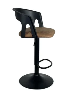 Lot 2 Tabourets De Bar Dossier Accoudoirs Coussin Pivotant Hauteur Réglable AYO (noir Marron)