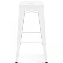 Lot 4 tabourets de bar en métal blanc mat Oviala