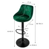 Lot 4 tabourets de bar rembourrées velours chaise vert hauteur réglable 62-82cm