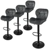 Lot 4 tabourets de bar rembourrées velours chaise gris hauteur réglable 59-79cm