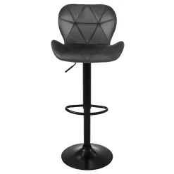 Lot 4 tabourets de bar rembourrées velours chaise gris hauteur réglable 59-79cm