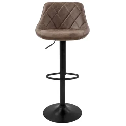 Lot 2 tabourets de bar rembourrées en simili marron hauteur réglable 62-82 cm