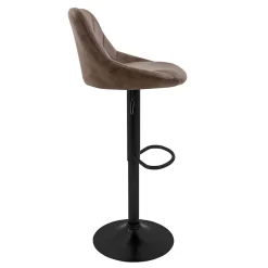 Lot 2 tabourets de bar rembourrées en simili marron hauteur réglable 62-82 cm