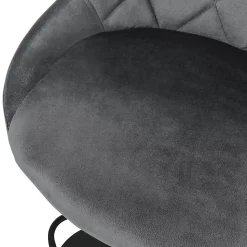 Lot 4 tabourets de bar rembourrées velours chaise gris hauteur réglable 62-82cm