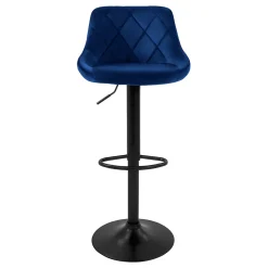 Lot 4 tabourets de bar rembourrées velours chaise bleu hauteur réglable 62-82cm