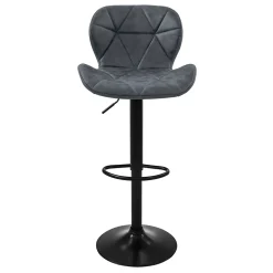 Lot 2 tabourets de bar rembourrées en simili anthracite hauteur réglable 59-79cm