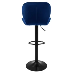 Lot 4 tabourets de bar rembourrées velours chaise bleu hauteur réglable 59-79 cm