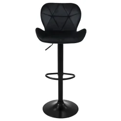 Lot 2 tabourets de bar rembourrées velours chaise noir hauteur réglable 59-79cm