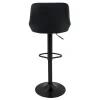 Lot 2 tabourets de bar rembourrées velours chaise noir hauteur réglable 62-82cm