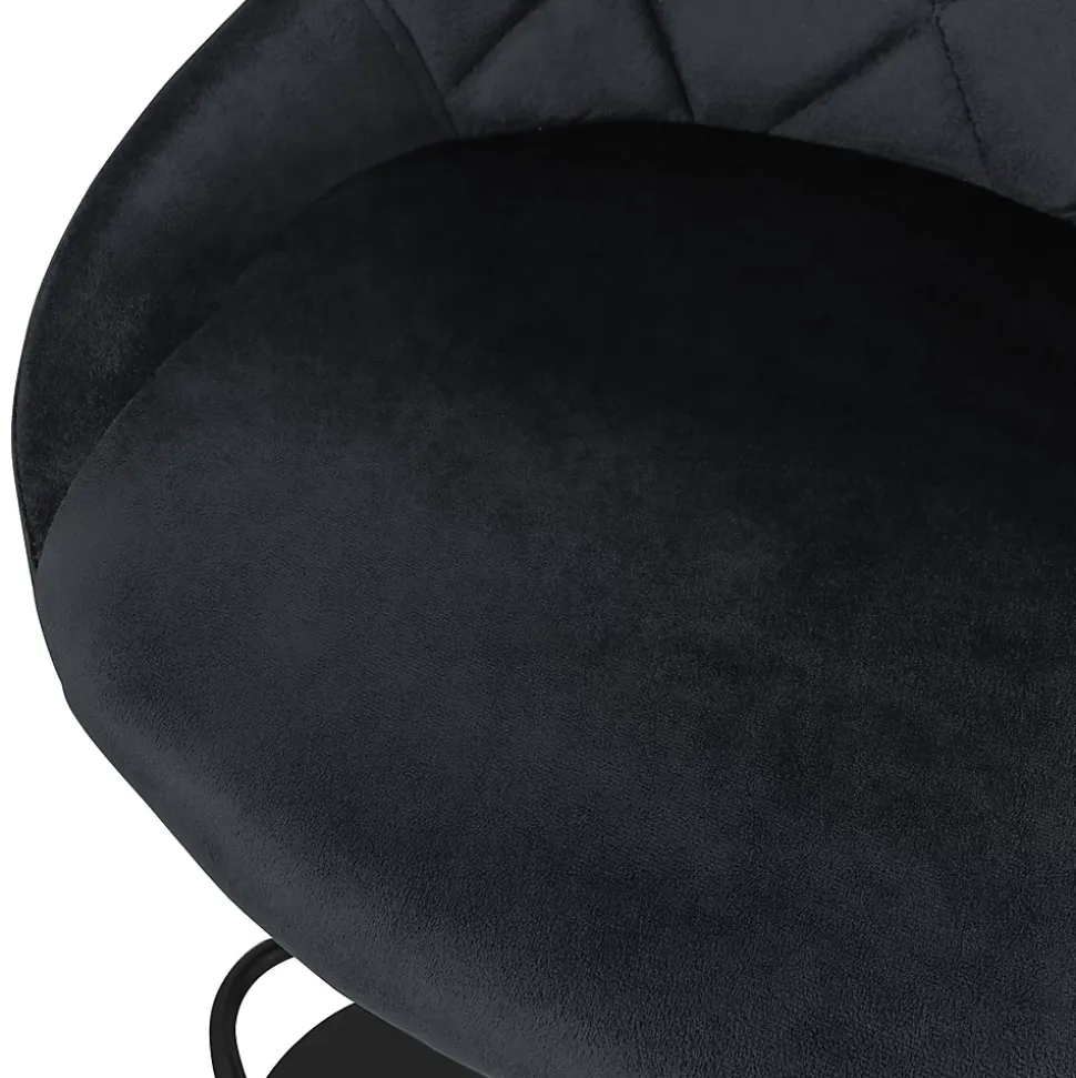 Lot 2 tabourets de bar rembourrées velours chaise noir hauteur réglable 62-82cm