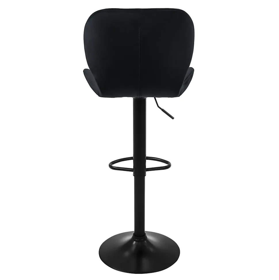 Lot 4 tabourets de bar rembourrées velours chaise noir hauteur réglable 59-79cm