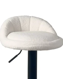 Lot 2 Tabourets De Bar-cuisine Bouclette Pivotant Hauteur Réglable Pied Noir SATI+ (blanc)