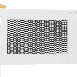 Îlot cuisine avec plan de travail, portes 3D, veinage bois, roulettes, cloisons réglables - blanc