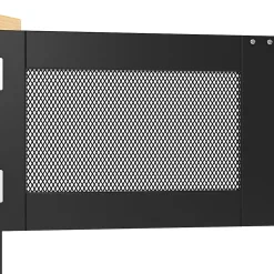 Îlot cuisine avec plan de travail, portes 3D, grain de bois, roulettes, cloisons réglables - noir