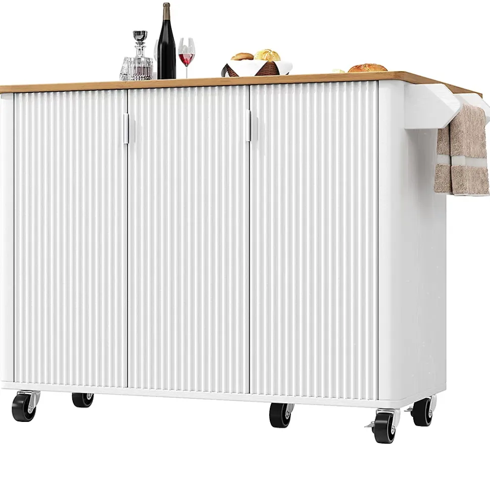 Îlot cuisine extensible 130x45x92 cm, grain de bois, 3 portes, étagères réglables - blanc/noir