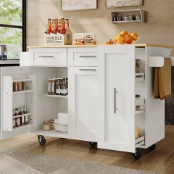 Îlot Cuisine Rangement Snacks Armoires Blanc Blackcolors