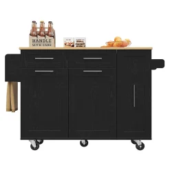 Îlot Cuisine Rangement Snacks Armoires Noir Blackcolors