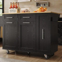 Îlot Cuisine Rangement Snacks Armoires Noir Blackcolors