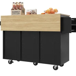 Îlot Cuisine Rangement Snacks Armoires Noir Blackcolors