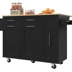 Îlot Cuisine Rangement Snacks Armoires Noir Blackcolors