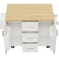 Îlot Cuisine Rangement Snacks Armoires Roulettes Blanc Blackcolors