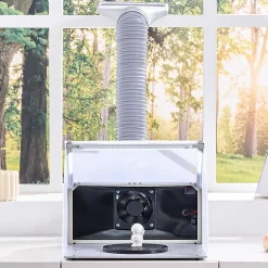 Îlot cuisine 120x73x92cm blanc/noir, rabattable+étagères+roulettes