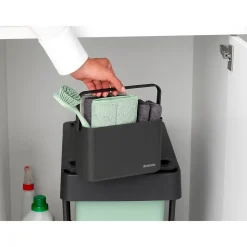 Lot d'accessoires de cuisine avec brosse à vaisselle, raclette, 3 éponges en microfibres et 2 chiffons de nettoyage, gris foncé, Brabantia SinkSide