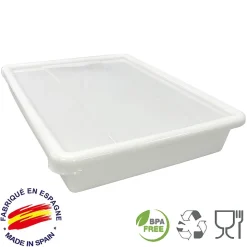 Lot de 12 Bacs Alimentaires (10,7l - Avec Couvercle) - Salles à manger, cuisines, boucheries, restaurants, traiteurs
