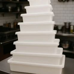 Lot de 5 Bacs Alimentaires (5,6L - Avec Couvercle) - Cuisines, boucheries, poissonneries, restaurants, écoles, traiteurs