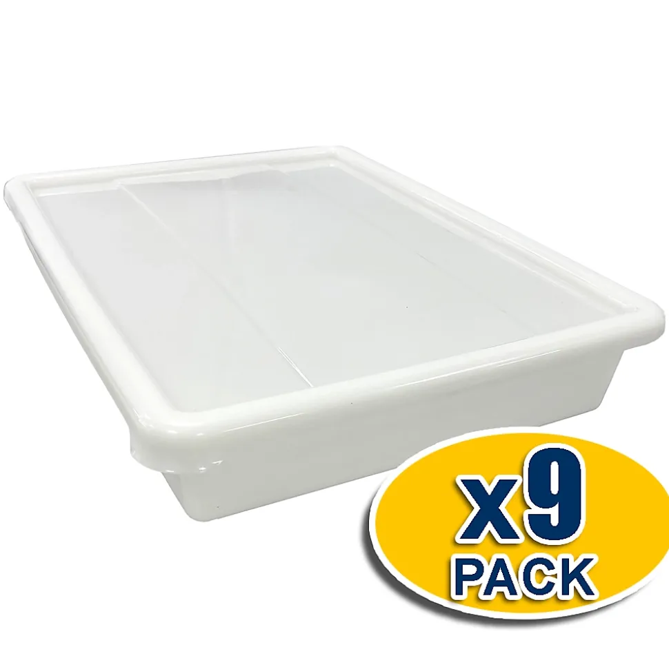 Lot de 9 bacs alimentaires (10,7L - avec couvercle) - Sans BPA. Cuisines, restaurants, poissonneries, boucheries, traiteurs