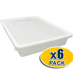 Lot de 6 bacs blanches alimentaires (10,7l - avec couvercle) - Cuisines, restaurants, boucheries, poissonneries, traiteurs
