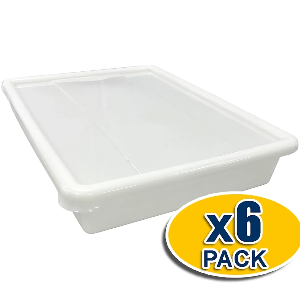 Lot de 6 bacs blanches alimentaires (10,7l - avec couvercle) - Cuisines, restaurants, boucheries, poissonneries, traiteurs