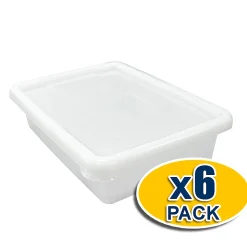 Lot de 6 bacs blanches alimentaires (2,2 l - avec couvercle) - Cuisines, restaurants, boucheries, poissonneries, traiteurs