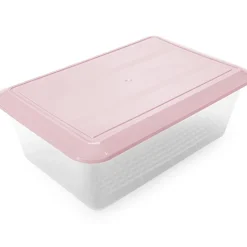 Lot de 3 bacs décongélation de 6,5 L avec grille (couvercle rose) - Sans BPA. Pour restauration, cuisines, restaurants