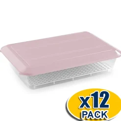 Lot de 12 bacs de décongélation avec grille de 4,2 L (couvercle rose) - Hôtellerie, restauration, cuisines. Sans BPA