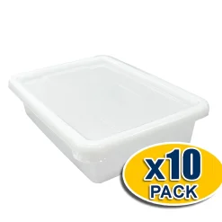 Lot de 10 Bacs de qualité alimentaire (1,2 L - Avec couvercle) - Cuisines, restaurants, poissonneries, écoles, traiteurs