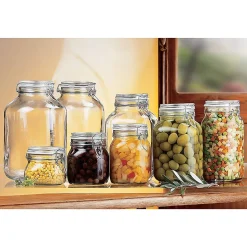 Lot de 6 bocaux hermétiques à bouchon mécanique, bocal pot de conservation, jarre en verre, 2 L - Diamètre 12.5 x Hauteur 21.6 cm